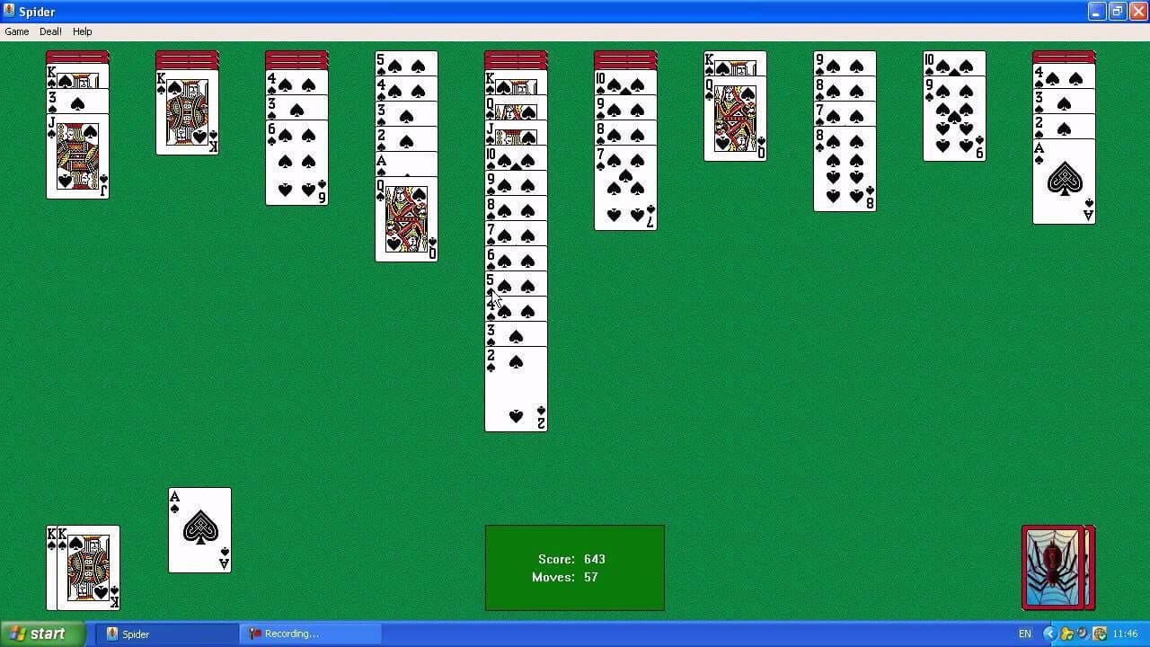 Microsoft Spider Solitaire screenshot 1