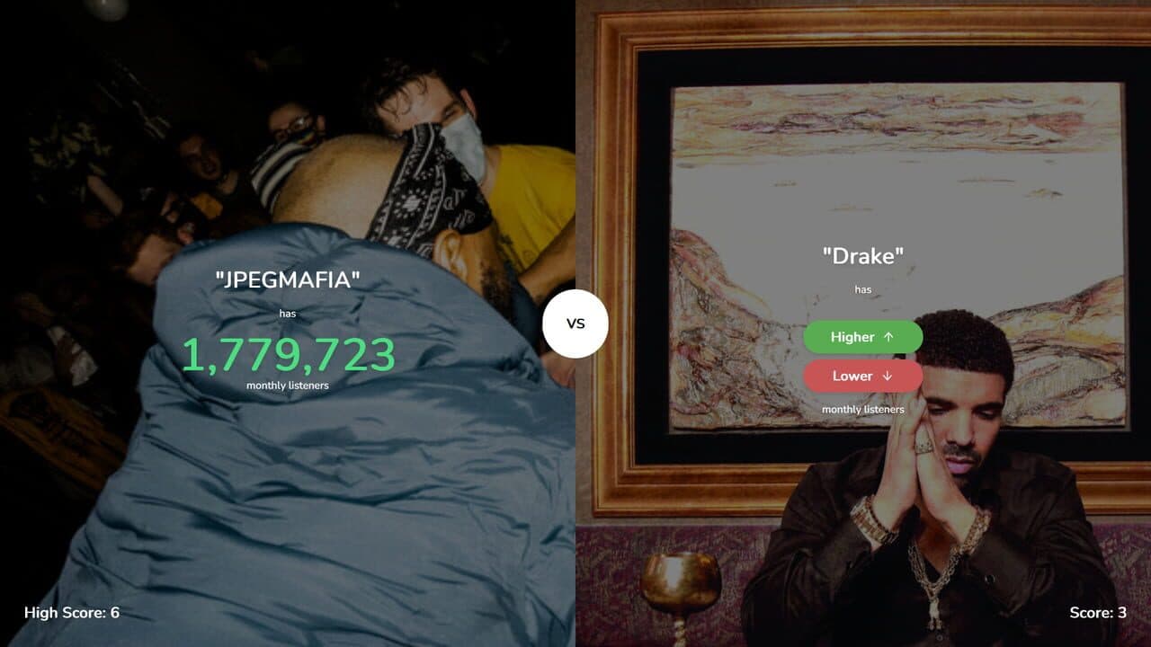 Higher or Lower: Spotify Edition screenshot 1