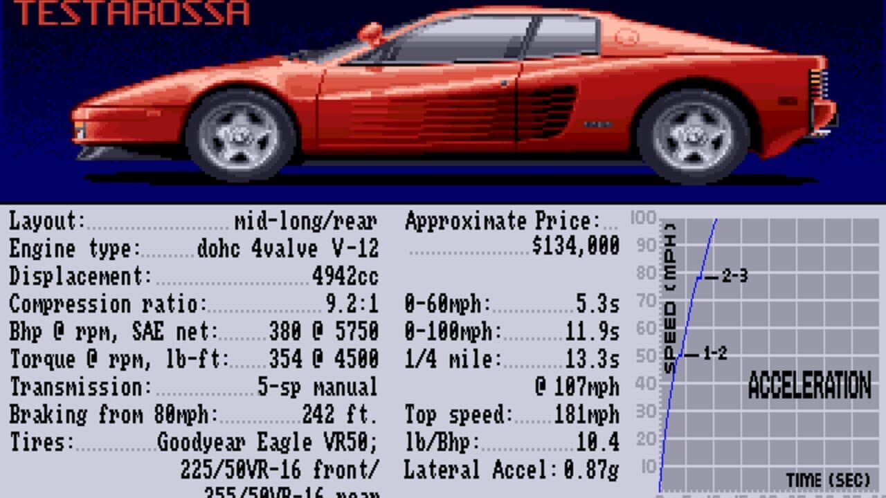 Test Drive II: Car Disk - The Supercars screenshot 1