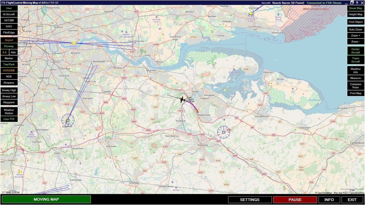 Microsoft Flight Simulator X: Steam Edition - Moving Map screenshot 1