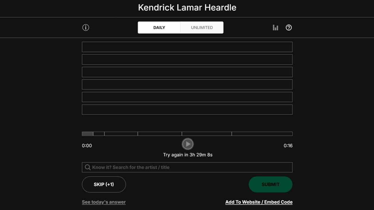 Kendrick Lamar Heardle screenshot 1